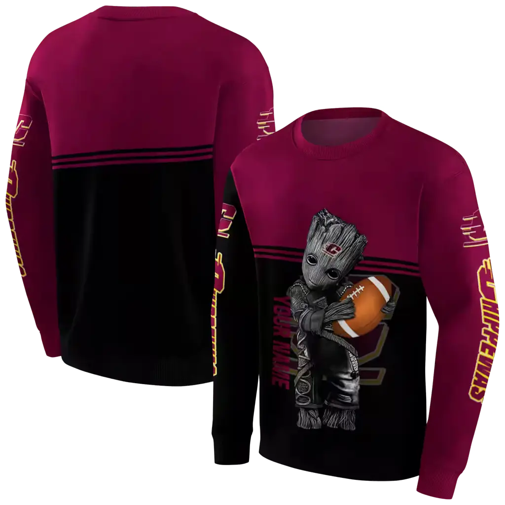 customized central michigan chippewas baby groot maroon black hoodie premium grade customized central michigan chippewas baby groot maroon black hoodie premium grade
