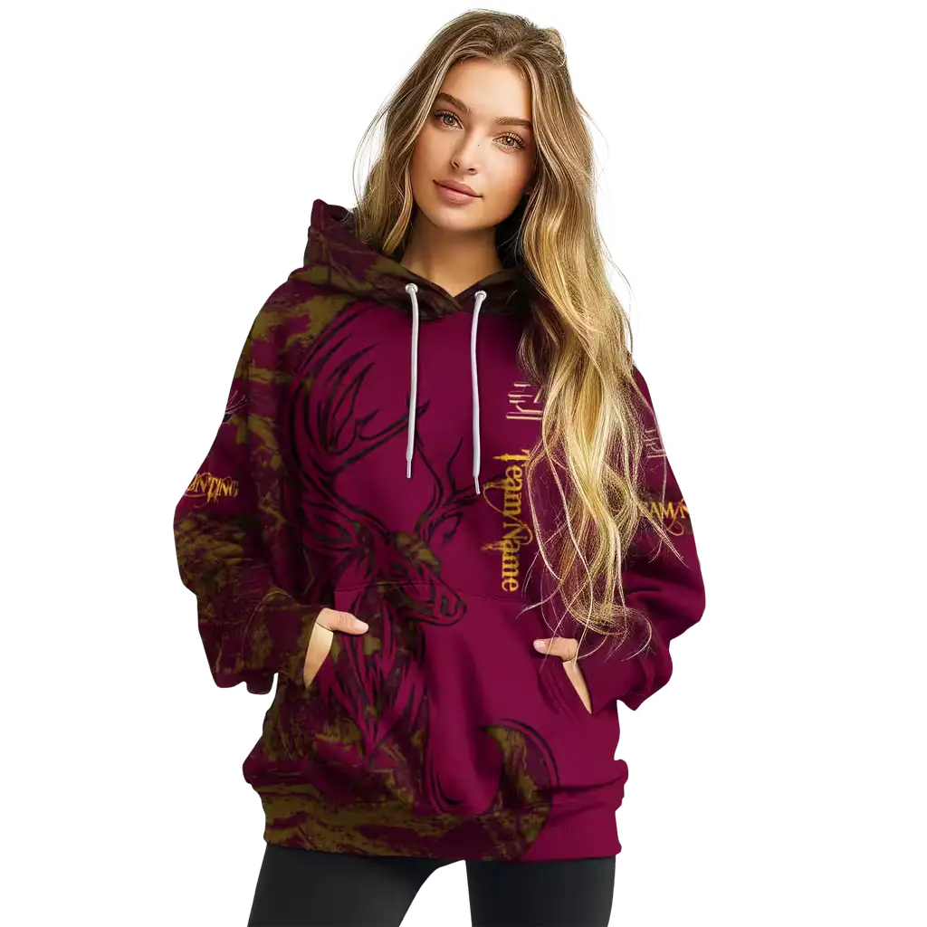 customized central michigan chippewas deer silhouette maroon hoodie high quality customized central michigan chippewas deer silhouette maroon hoodie high quality