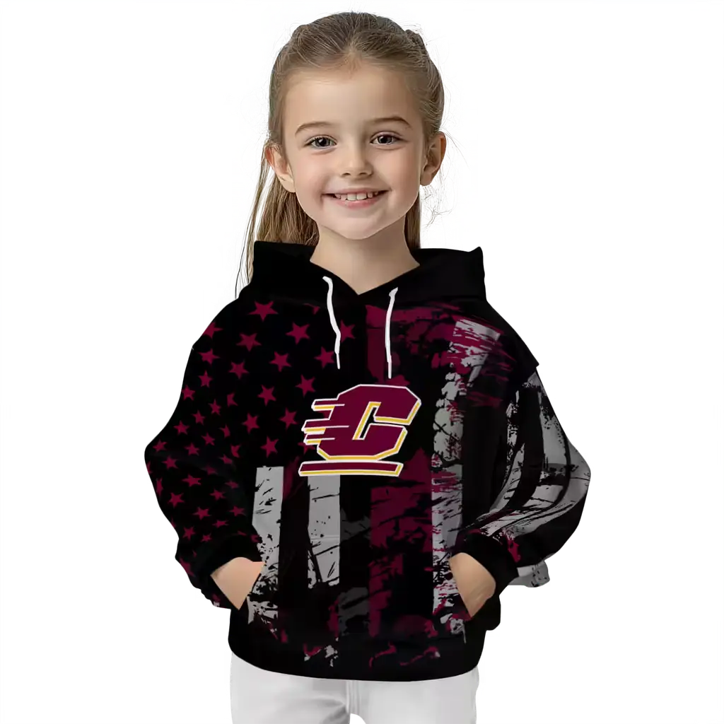 customized central michigan chippewas distressed flag maroon black hoodie top rated customized central michigan chippewas distressed flag maroon black hoodie top rated