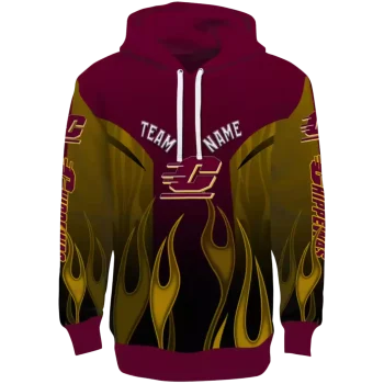 customized central michigan chippewas flame design maroon hoodie best selling