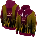 customized central michigan chippewas flame design maroon hoodie best selling