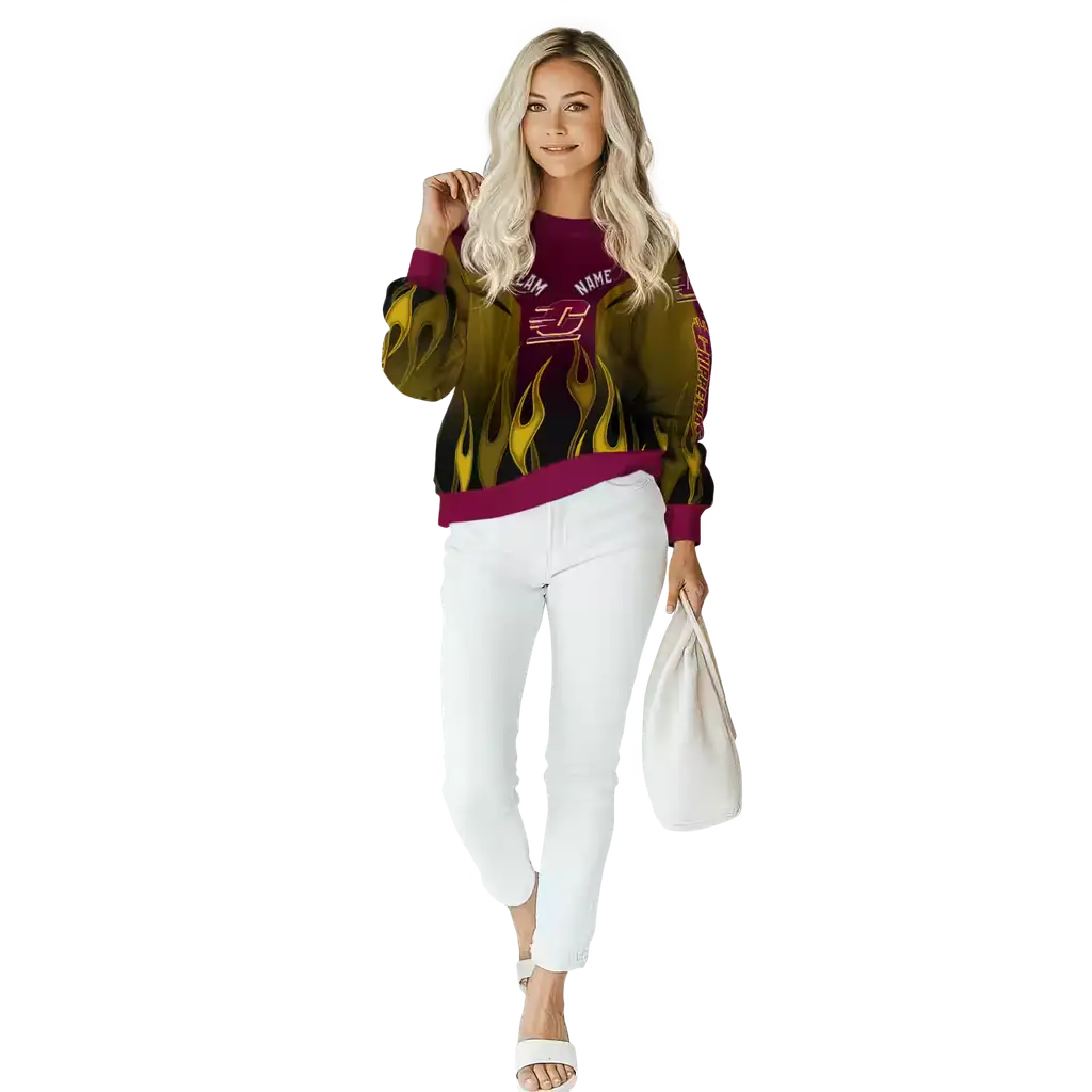 customized central michigan chippewas flame design maroon hoodie trendy customized central michigan chippewas flame design maroon hoodie trendy