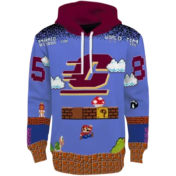 customized central michigan chippewas mario blue black hoodie best selling