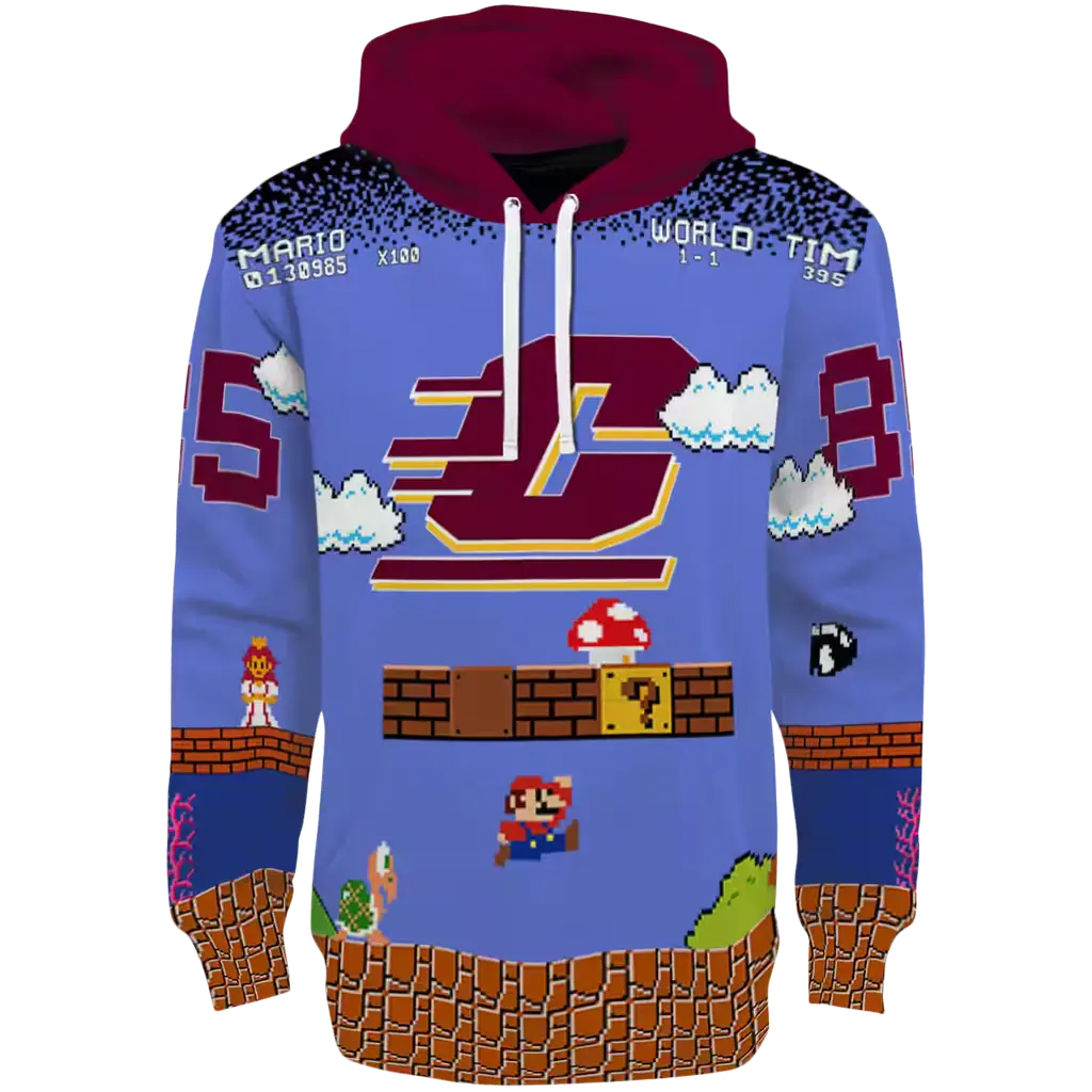 customized central michigan chippewas mario blue black hoodie best selling customized central michigan chippewas mario blue black hoodie best selling