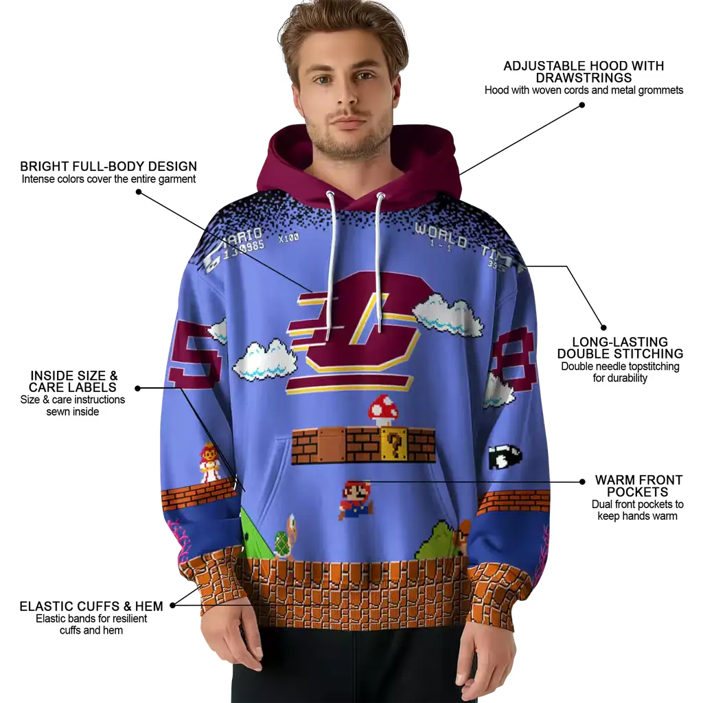 customized central michigan chippewas mario blue black hoodie latest model customized central michigan chippewas mario blue black hoodie latest model