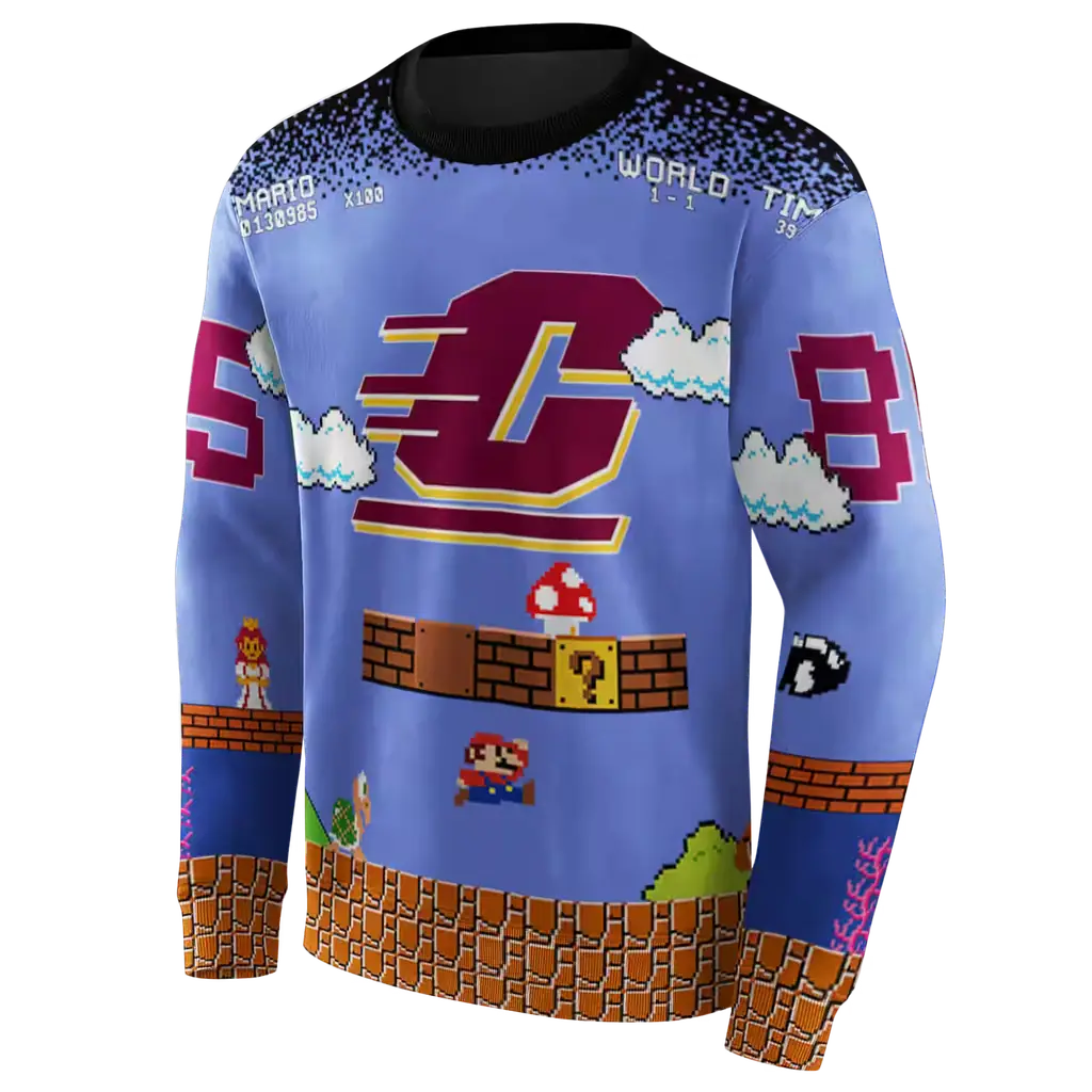 customized central michigan chippewas mario blue black hoodie new arrival customized central michigan chippewas mario blue black hoodie new arrival