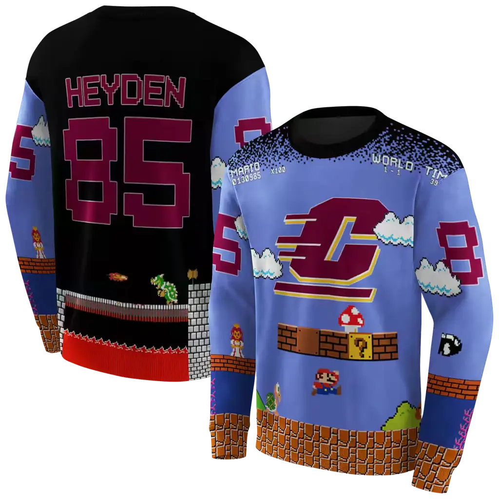 customized central michigan chippewas mario blue black hoodie premium grade customized central michigan chippewas mario blue black hoodie premium grade