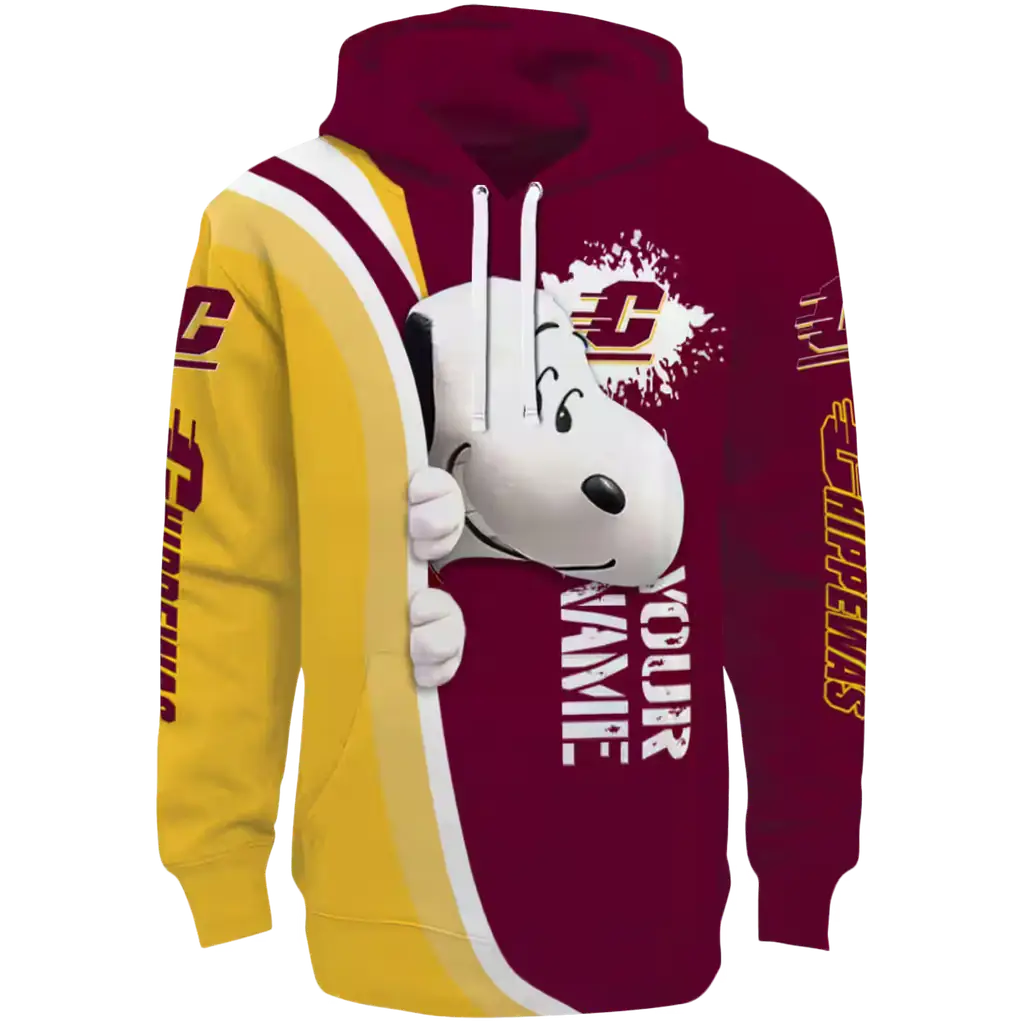 customized central michigan chippewas peeking snoopy maroon hoodie best selling customized central michigan chippewas peeking snoopy maroon hoodie best selling