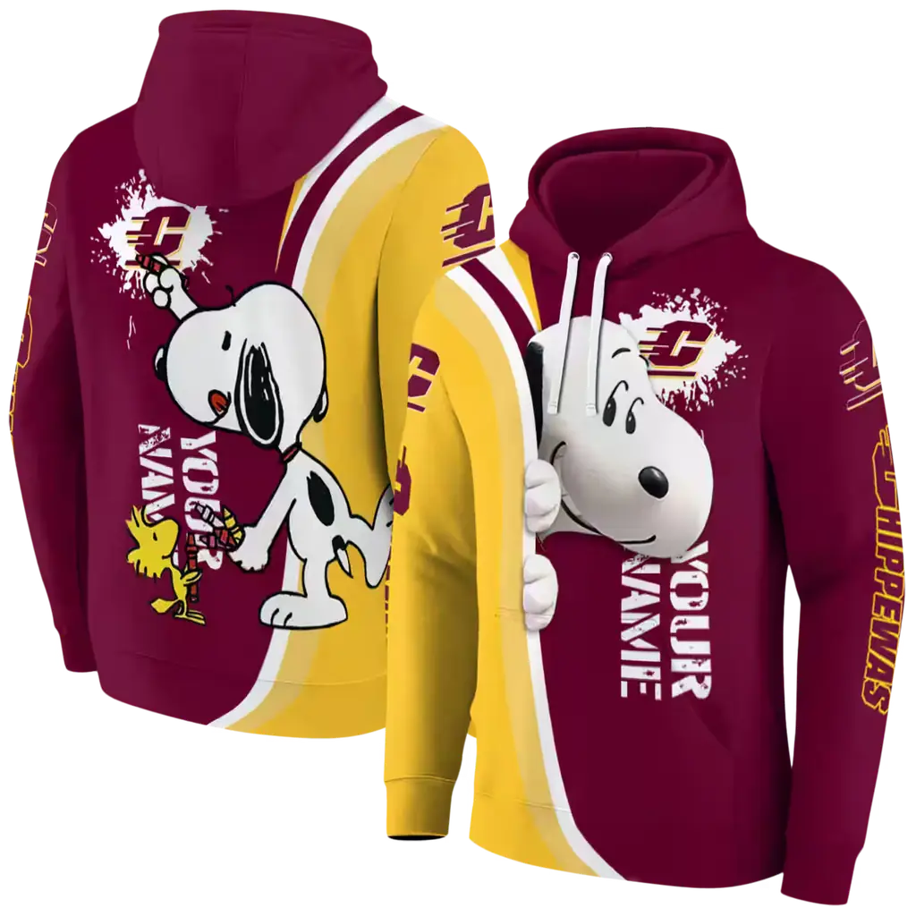 customized central michigan chippewas peeking snoopy maroon hoodie fashion forward customized central michigan chippewas peeking snoopy maroon hoodie fashion forward
