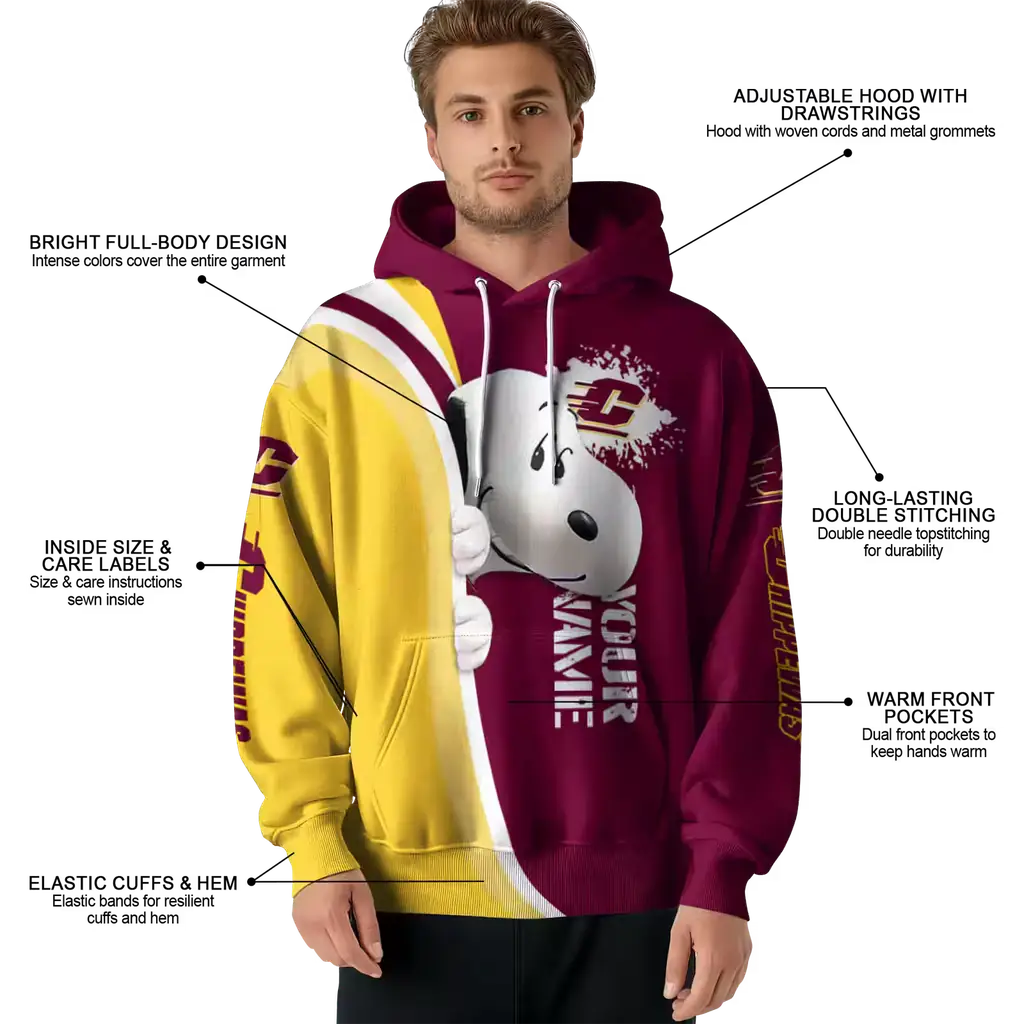 customized central michigan chippewas peeking snoopy maroon hoodie latest model customized central michigan chippewas peeking snoopy maroon hoodie latest model