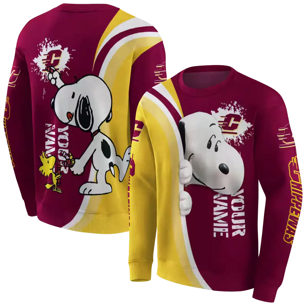customized central michigan chippewas peeking snoopy maroon hoodie premium grade customized central michigan chippewas peeking snoopy maroon hoodie premium grade