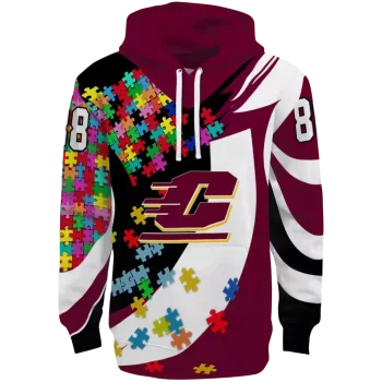 customized central michigan chippewas puzzle pieces maroon hoodie best selling