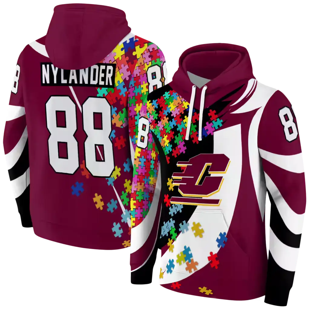 customized central michigan chippewas puzzle pieces maroon hoodie fashion forward customized central michigan chippewas puzzle pieces maroon hoodie fashion forward
