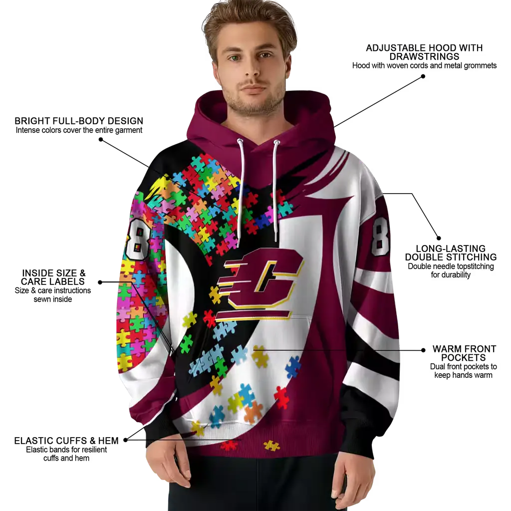 customized central michigan chippewas puzzle pieces maroon hoodie latest model customized central michigan chippewas puzzle pieces maroon hoodie latest model