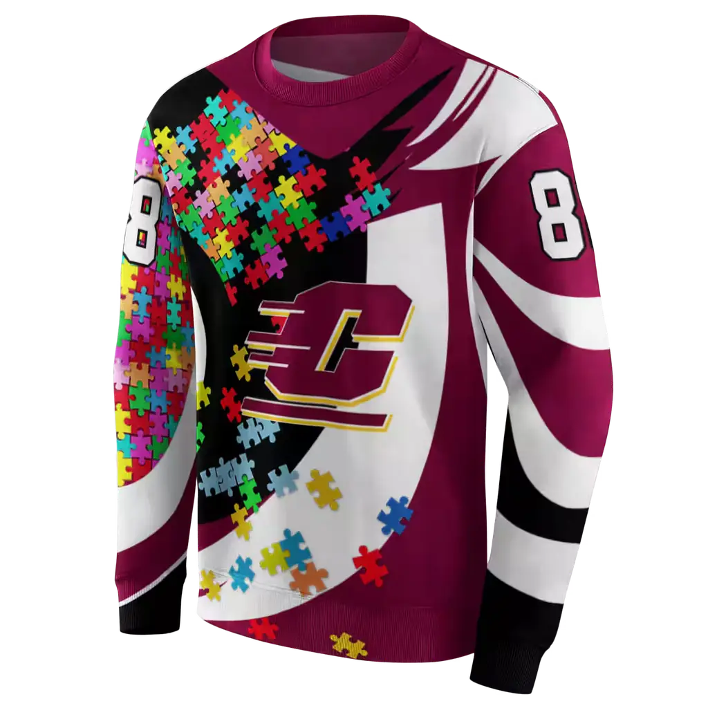customized central michigan chippewas puzzle pieces maroon hoodie new arrival customized central michigan chippewas puzzle pieces maroon hoodie new arrival