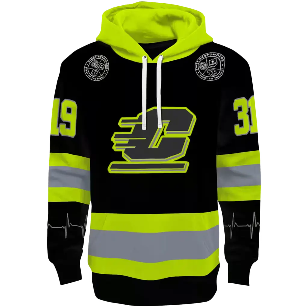 customized central michigan chippewas safety motif black neon green hoodie best selling customized central michigan chippewas safety motif black neon green hoodie best selling