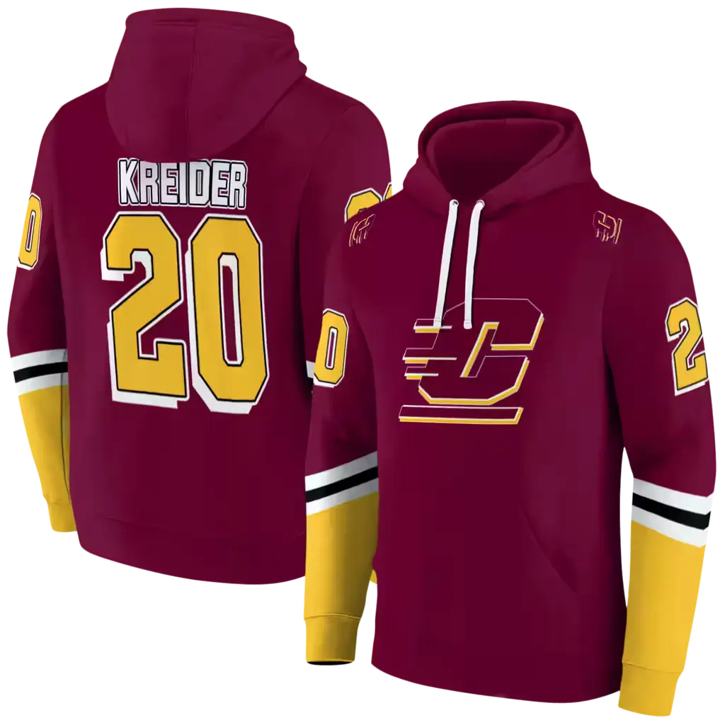 customized central michigan chippewas striped sleeves maroon hoodie fashion forward customized central michigan chippewas striped sleeves maroon hoodie fashion forward