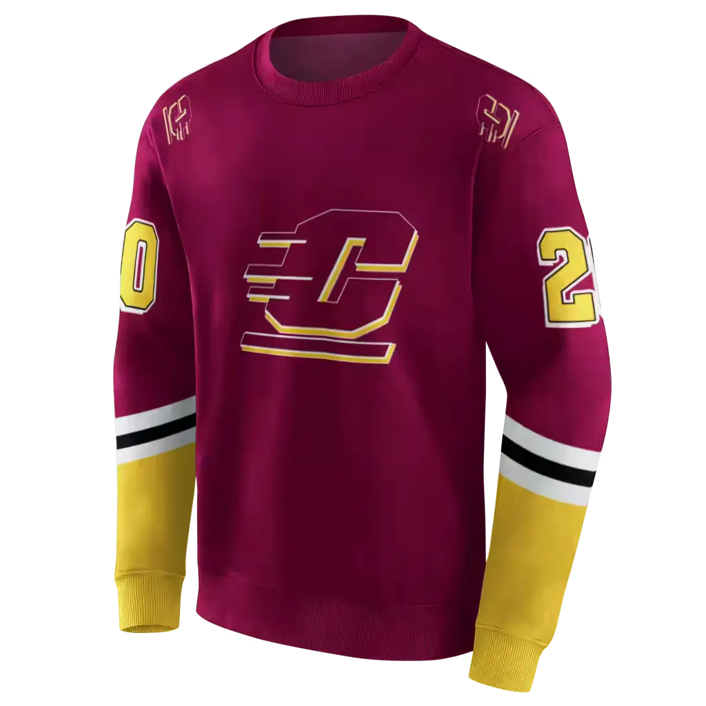 customized central michigan chippewas striped sleeves maroon hoodie new arrival customized central michigan chippewas striped sleeves maroon hoodie new arrival