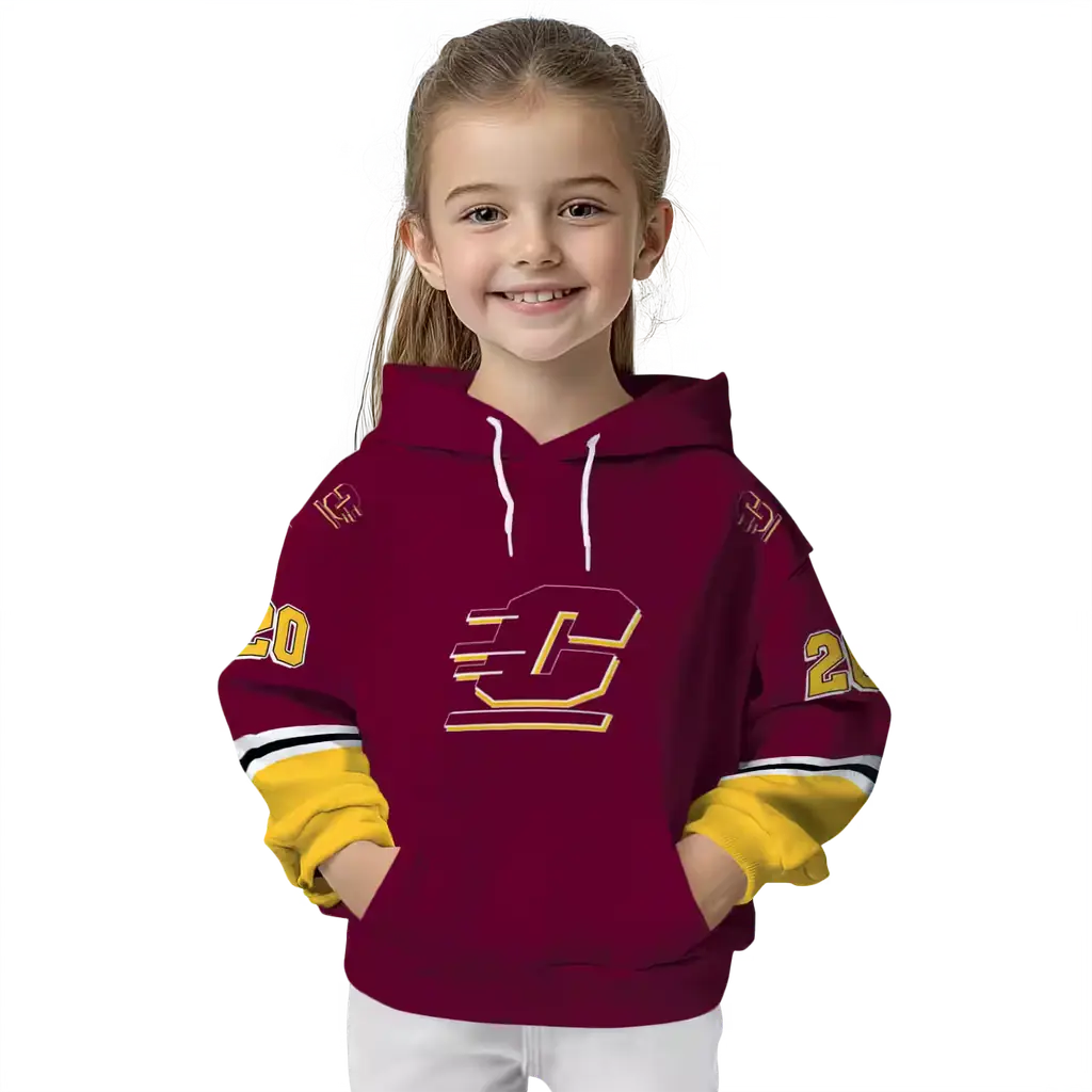 customized central michigan chippewas striped sleeves maroon hoodie top rated customized central michigan chippewas striped sleeves maroon hoodie top rated