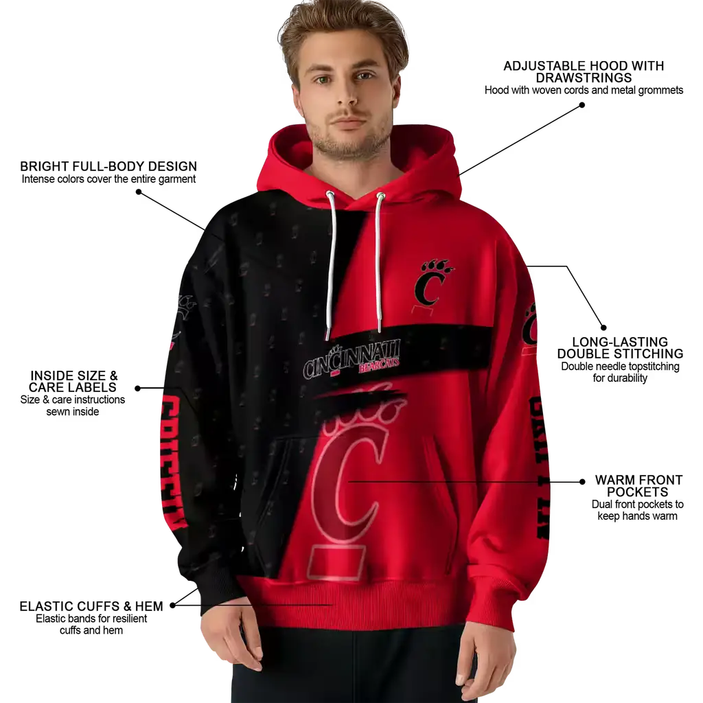 customized cincinnati bearcats abstract shape red hoodie latest model customized cincinnati bearcats abstract shape red hoodie latest model
