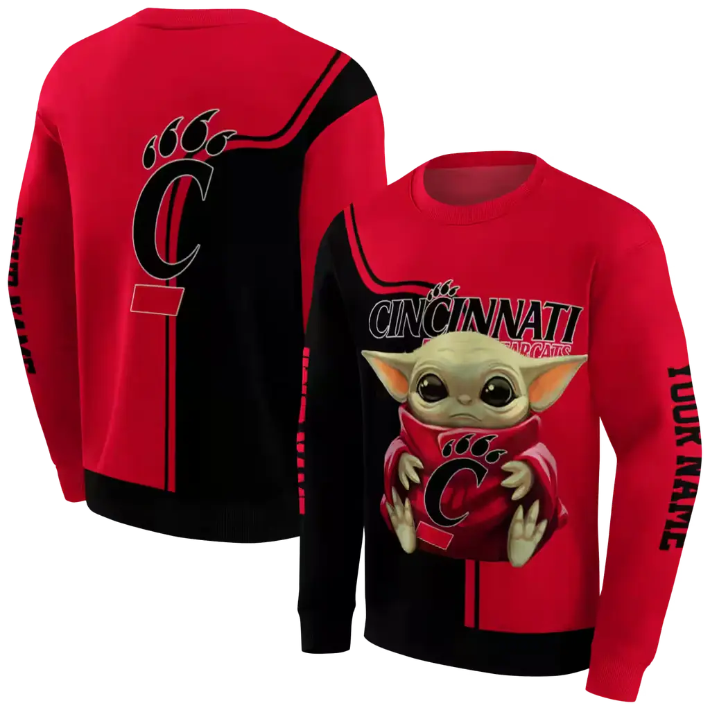 customized cincinnati bearcats baby yoda red black hoodie premium grade customized cincinnati bearcats baby yoda red black hoodie premium grade