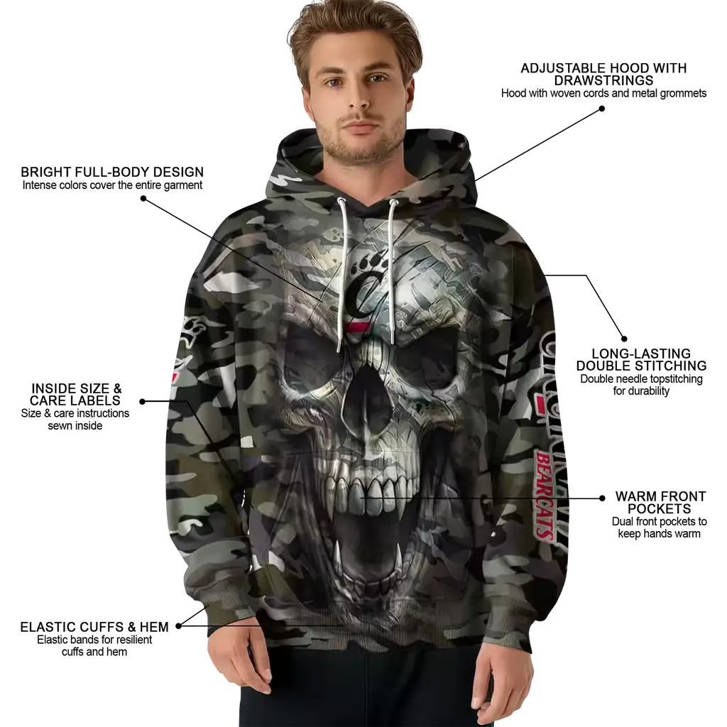 customized cincinnati bearcats camo skull hoodie latest model customized cincinnati bearcats camo skull hoodie latest model