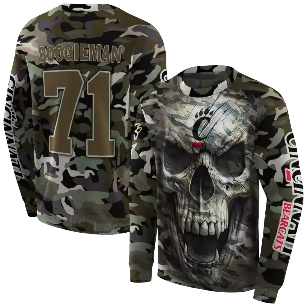 customized cincinnati bearcats camo skull hoodie premium grade customized cincinnati bearcats camo skull hoodie premium grade