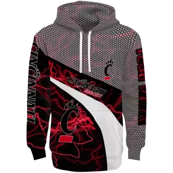 customized cincinnati bearcats hexagonal mesh red black gray hoodie best selling