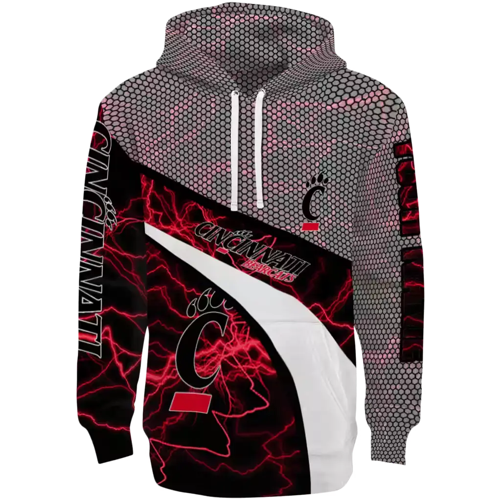 customized cincinnati bearcats hexagonal mesh red black gray hoodie best selling customized cincinnati bearcats hexagonal mesh red black gray hoodie best selling