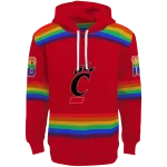 customized cincinnati bearcats rainbow stripes red hoodie best selling