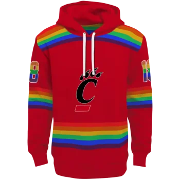 customized cincinnati bearcats rainbow stripes red hoodie best selling