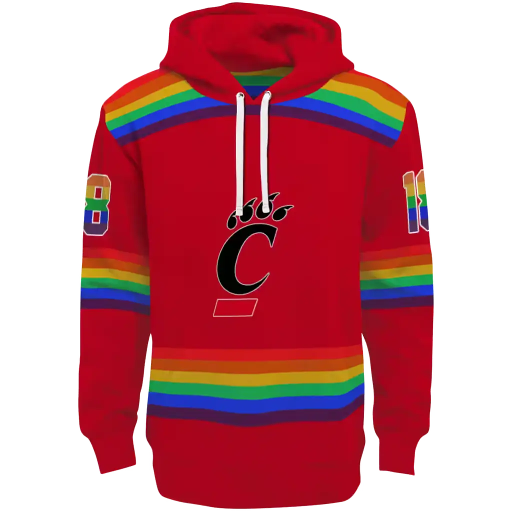 customized cincinnati bearcats rainbow stripes red hoodie best selling customized cincinnati bearcats rainbow stripes red hoodie best selling