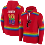 customized cincinnati bearcats rainbow stripes red hoodie best selling