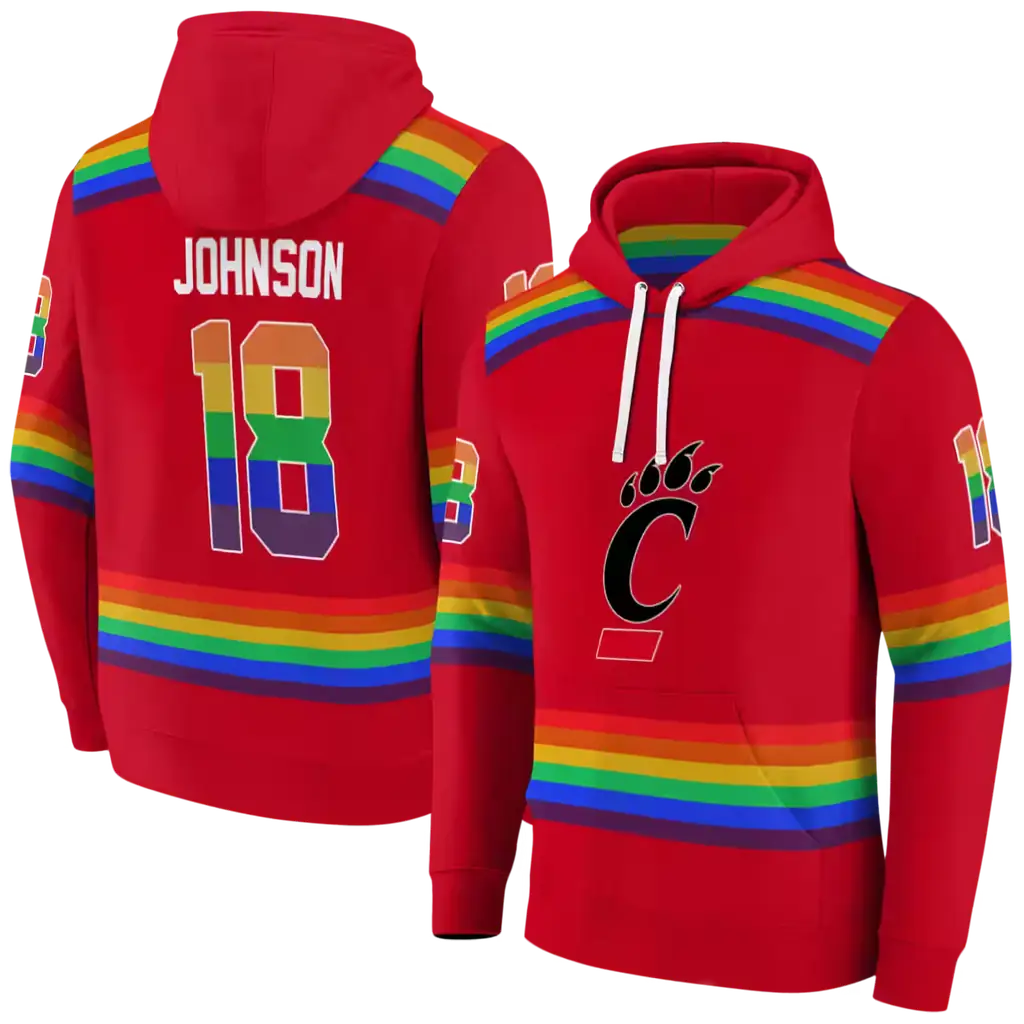 customized cincinnati bearcats rainbow stripes red hoodie fashion forward customized cincinnati bearcats rainbow stripes red hoodie fashion forward