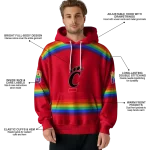 customized cincinnati bearcats rainbow stripes red hoodie best selling