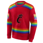 customized cincinnati bearcats rainbow stripes red hoodie best selling