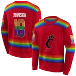 customized cincinnati bearcats rainbow stripes red hoodie best selling