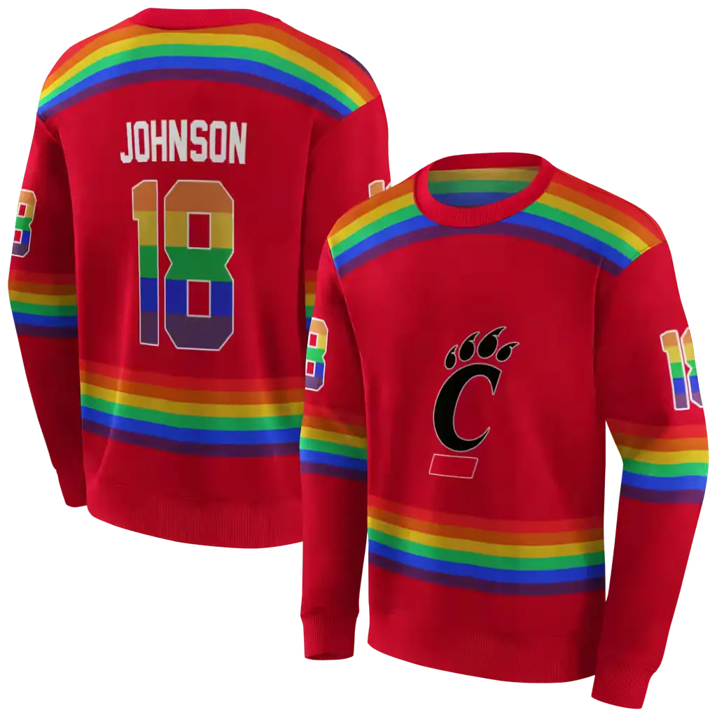 customized cincinnati bearcats rainbow stripes red hoodie premium grade customized cincinnati bearcats rainbow stripes red hoodie premium grade