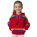 customized cincinnati bearcats rainbow stripes red hoodie best selling