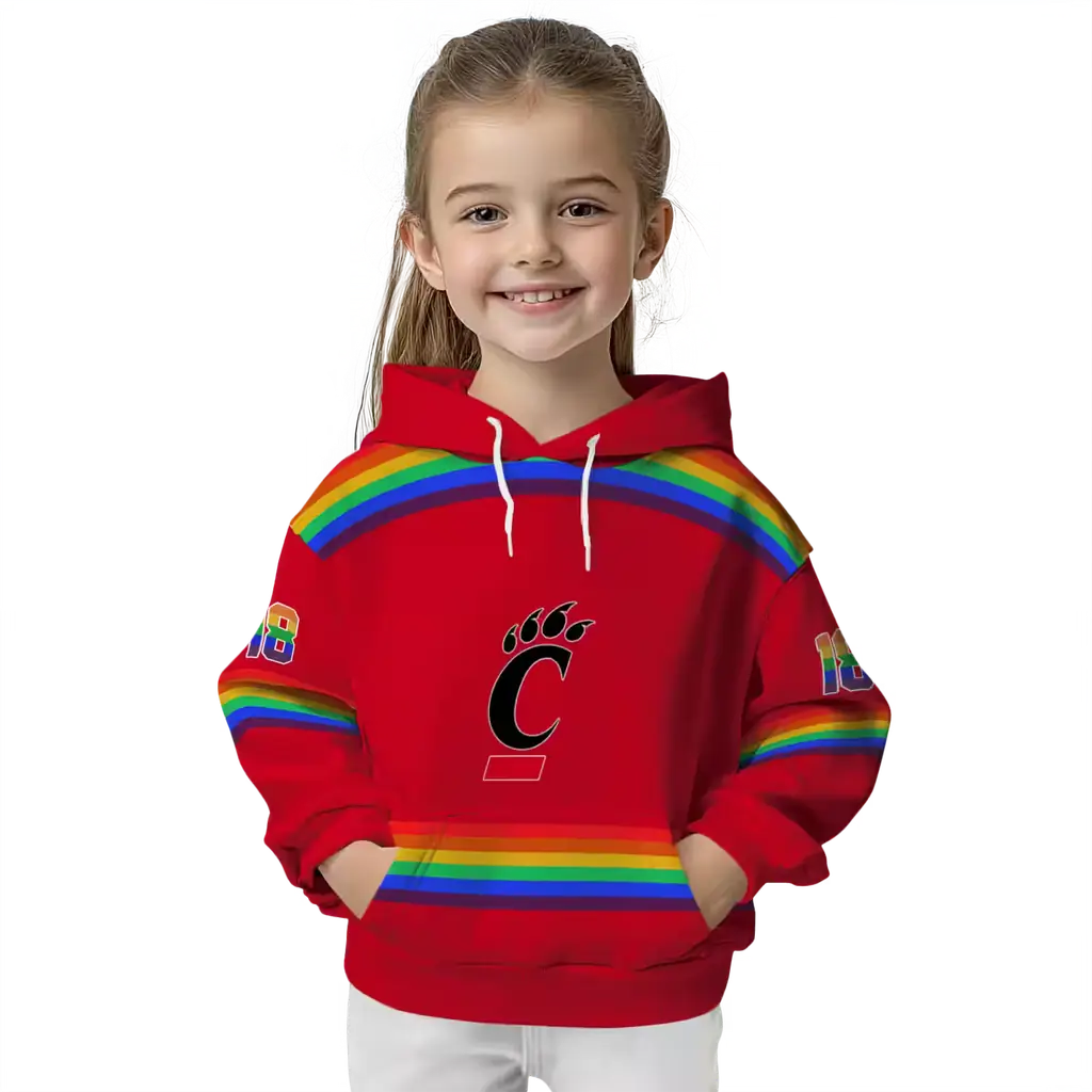 customized cincinnati bearcats rainbow stripes red hoodie top rated customized cincinnati bearcats rainbow stripes red hoodie top rated