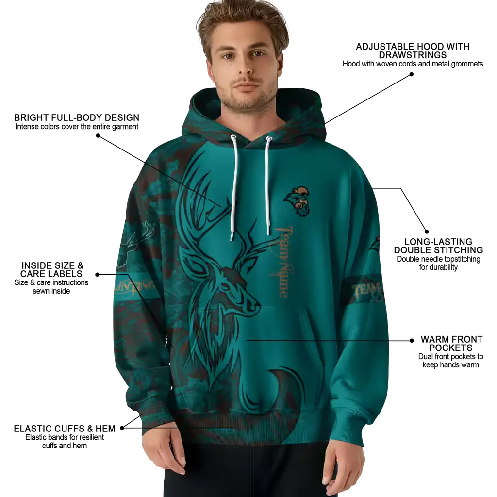 customized coastal carolina chanticleers deer silhouette green hoodie latest model customized coastal carolina chanticleers deer silhouette green hoodie latest model