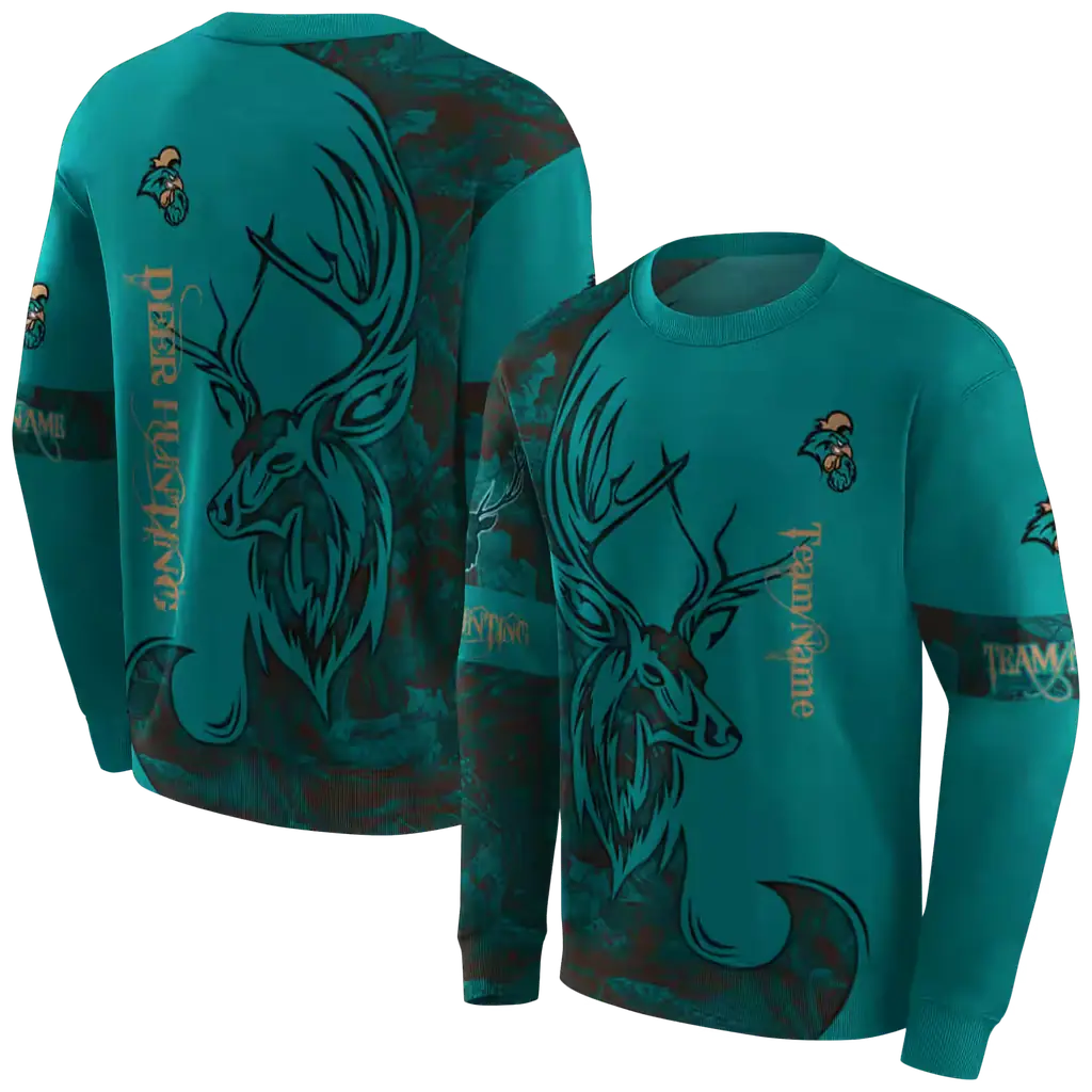 customized coastal carolina chanticleers deer silhouette green hoodie premium grade customized coastal carolina chanticleers deer silhouette green hoodie premium grade