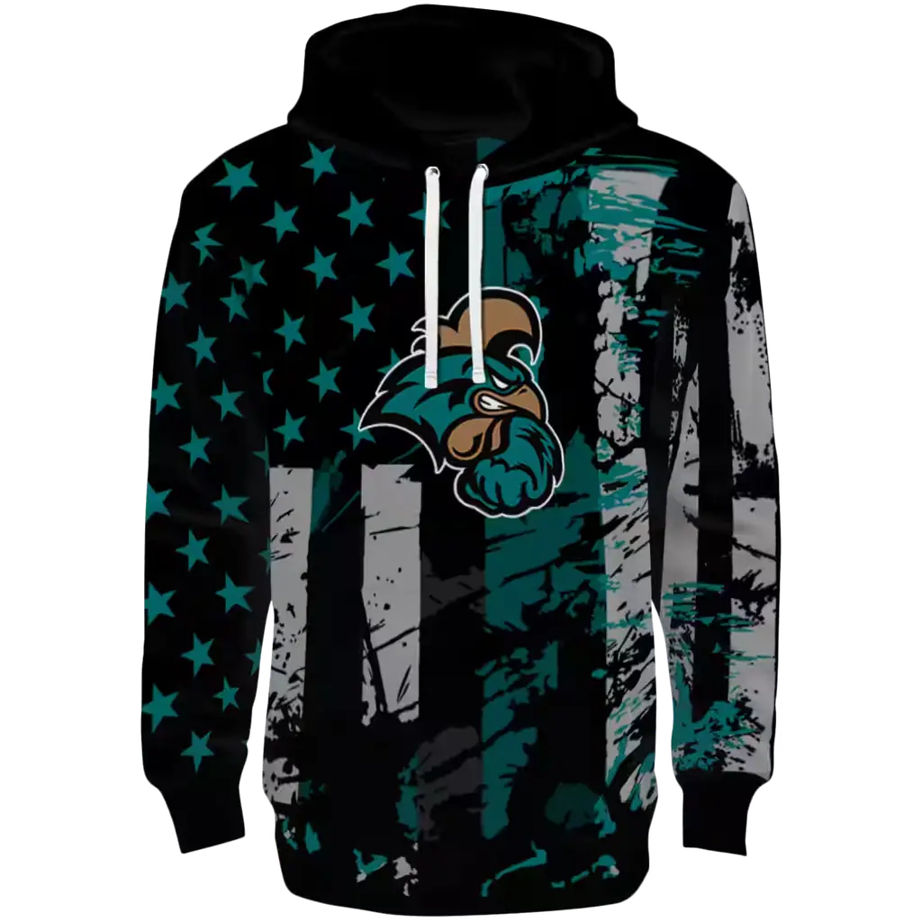 customized coastal carolina chanticleers distressed flag green black hoodie best selling customized coastal carolina chanticleers distressed flag green black hoodie best selling