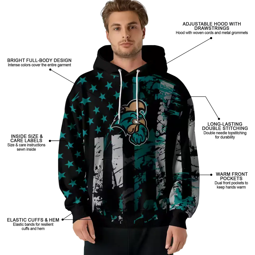 customized coastal carolina chanticleers distressed flag green black hoodie latest model customized coastal carolina chanticleers distressed flag green black hoodie latest model
