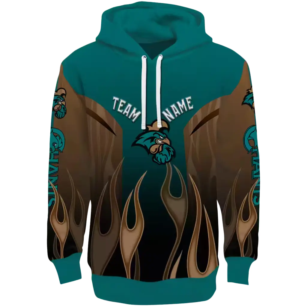 customized coastal carolina chanticleers flame design green hoodie best selling customized coastal carolina chanticleers flame design green hoodie best selling