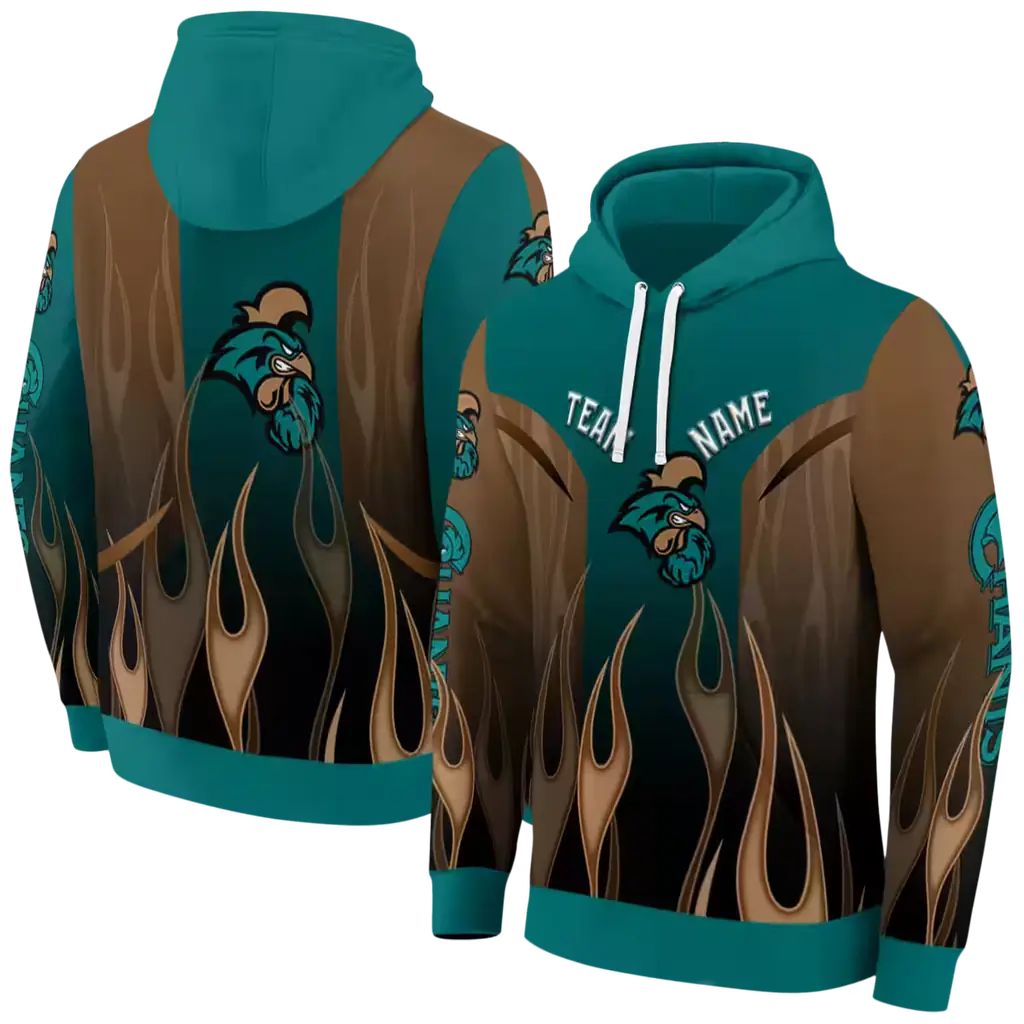 customized coastal carolina chanticleers flame design green hoodie fashion forward customized coastal carolina chanticleers flame design green hoodie fashion forward