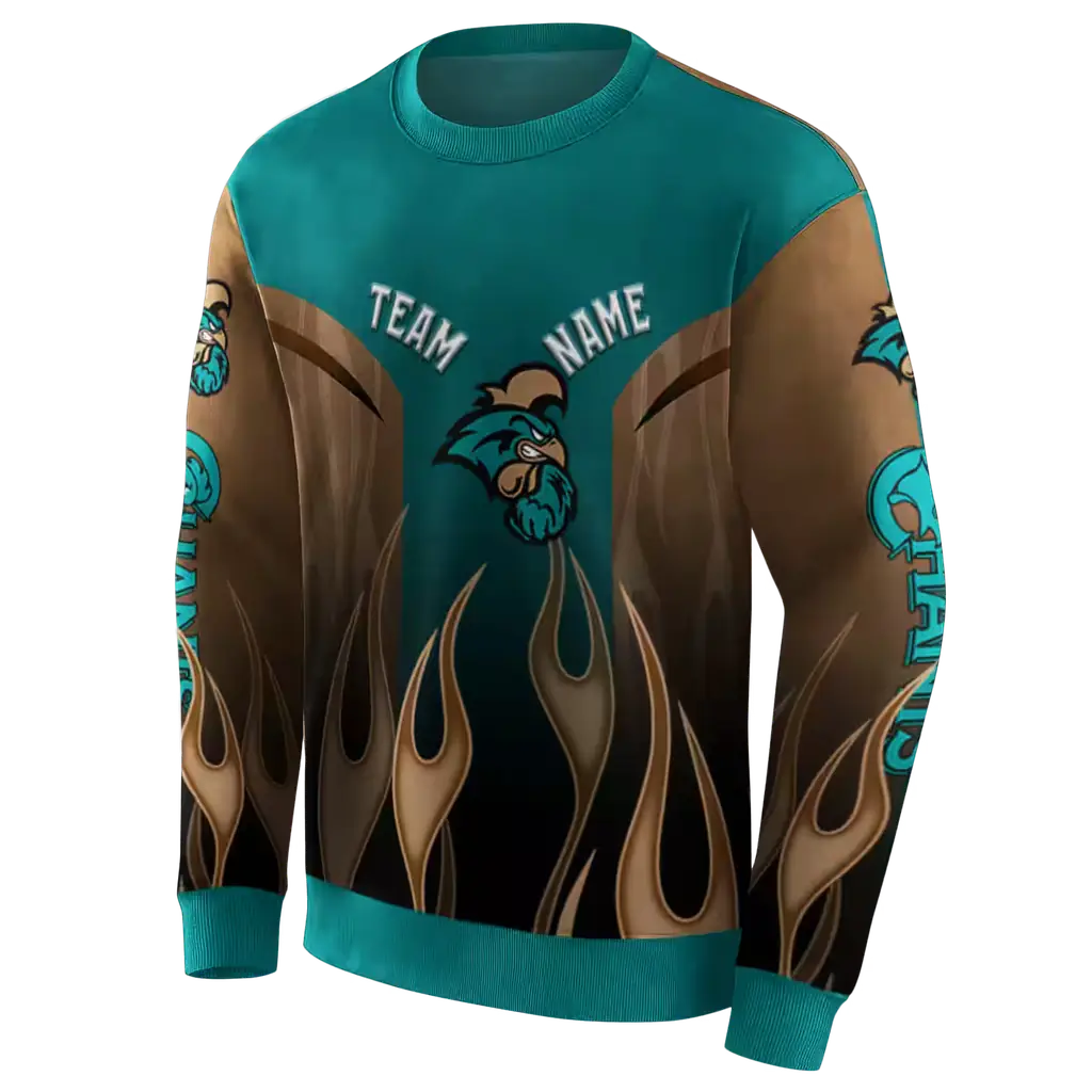 customized coastal carolina chanticleers flame design green hoodie new arrival customized coastal carolina chanticleers flame design green hoodie new arrival