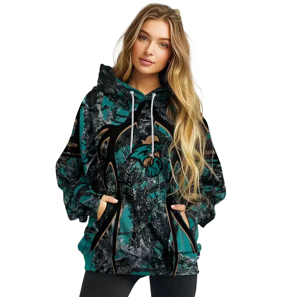 customized coastal carolina chanticleers hunting theme green black hoodie high quality customized coastal carolina chanticleers hunting theme green black hoodie high quality
