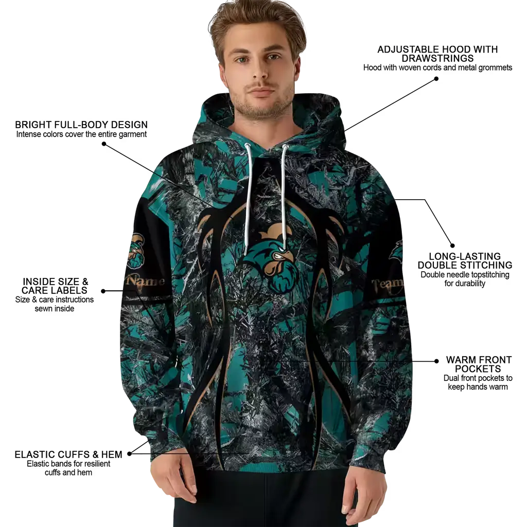 customized coastal carolina chanticleers hunting theme green black hoodie latest model customized coastal carolina chanticleers hunting theme green black hoodie latest model