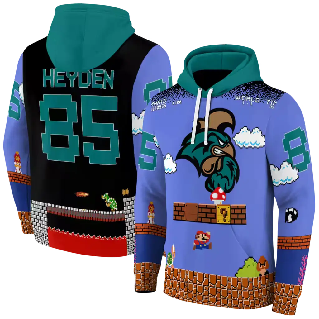 customized coastal carolina chanticleers mario blue black hoodie fashion forward customized coastal carolina chanticleers mario blue black hoodie fashion forward